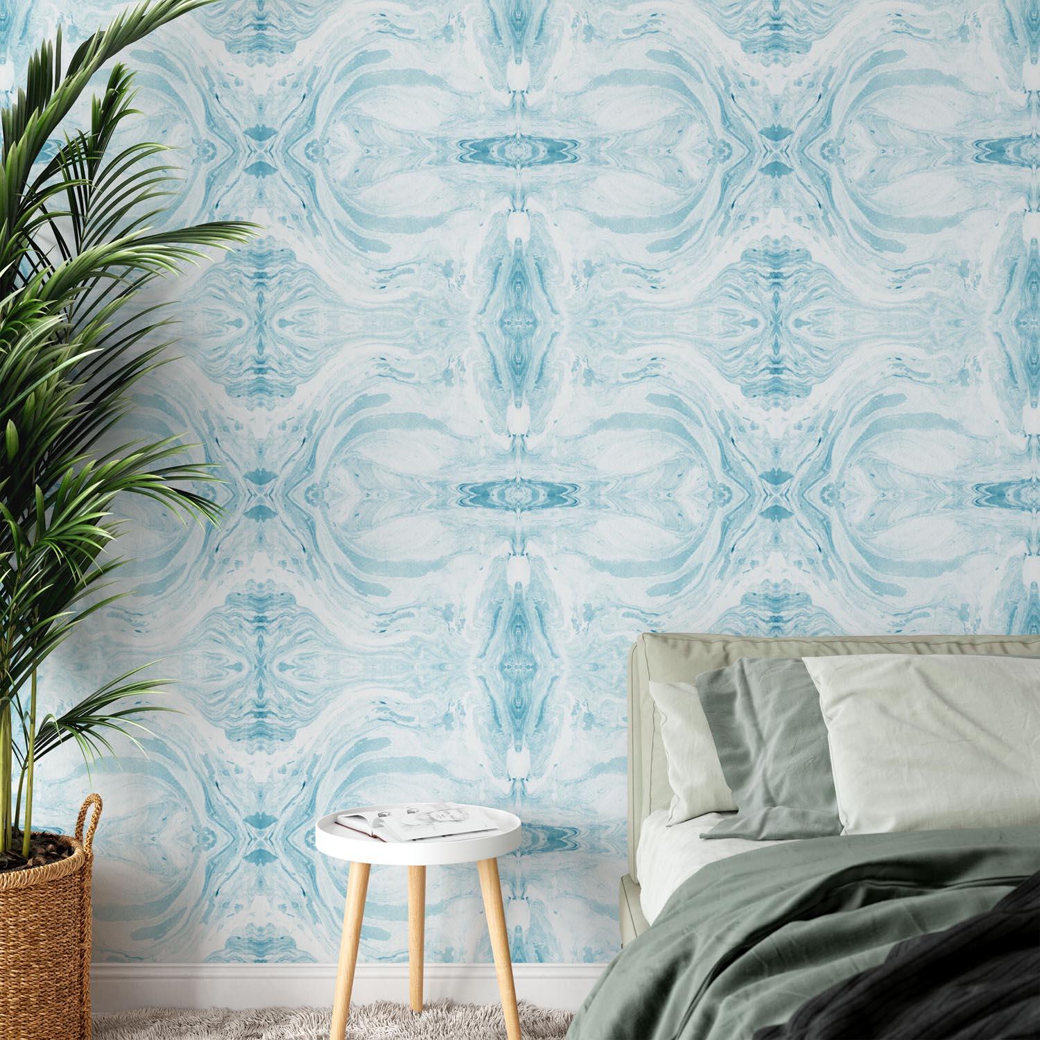 Marbled Paper Blue | Made-to-Measure Wallpaper - golddev1