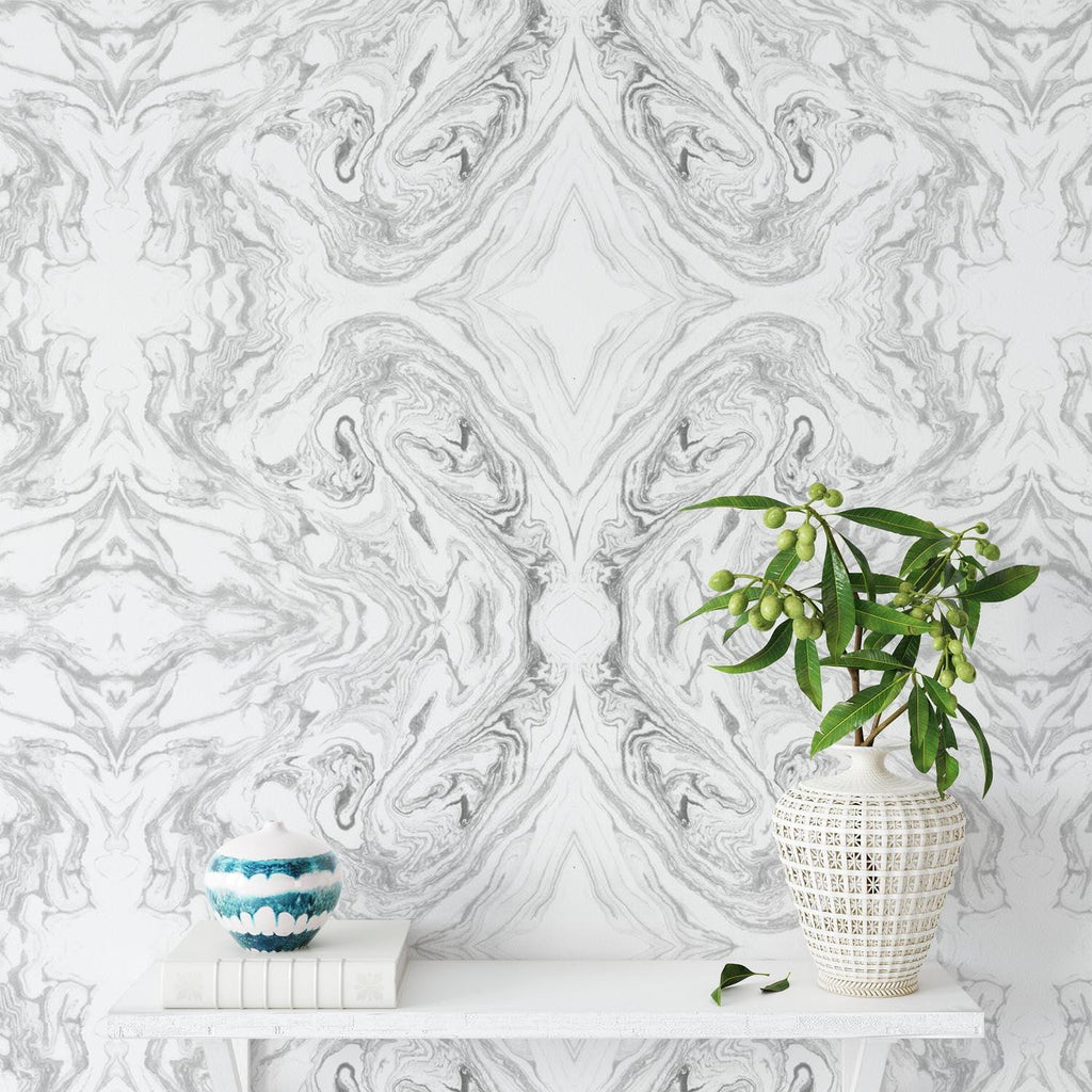 Marbled Paper Grey | Made-to-Measure Wallpaper - golddev1