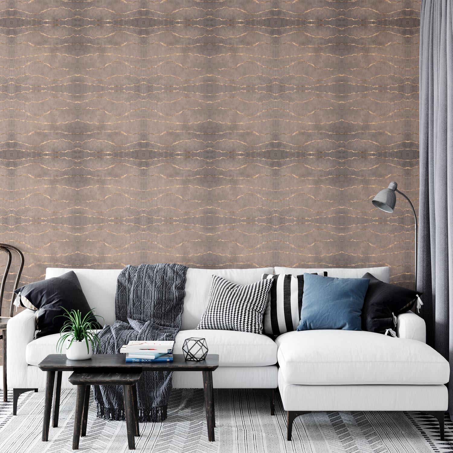 Waves Taupe | Made-to-Measure Wallpaper - golddev1